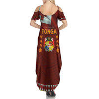 Tonga Independence Day Summer Maxi Dress National Flag and Emblem with Ngatu Art Pattern