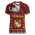 Tonga Independence Day Women V-Neck T-Shirt National Flag and Emblem with Ngatu Art Pattern