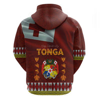 Tonga Independence Day Zip Hoodie National Flag and Emblem with Ngatu Art Pattern LT03 - Polynesian Pride