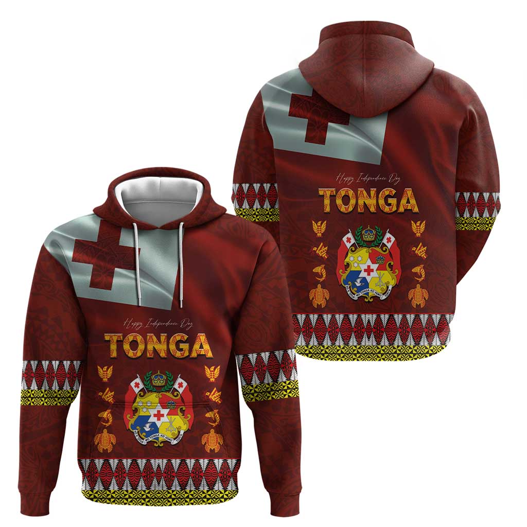Tonga Independence Day Zip Hoodie National Flag and Emblem with Ngatu Art Pattern LT03 - Polynesian Pride