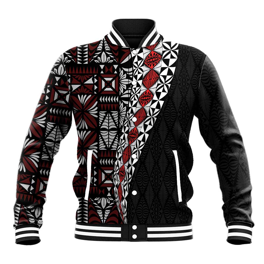 Tonga Ngatu Art Tattoo Polynesian Baseball Jacket LT03 Unisex Black - Polynesian Pride