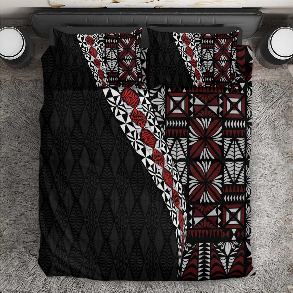 Tonga Ngatu Art Tattoo Polynesian Bedding Set LT03 Black - Polynesian Pride