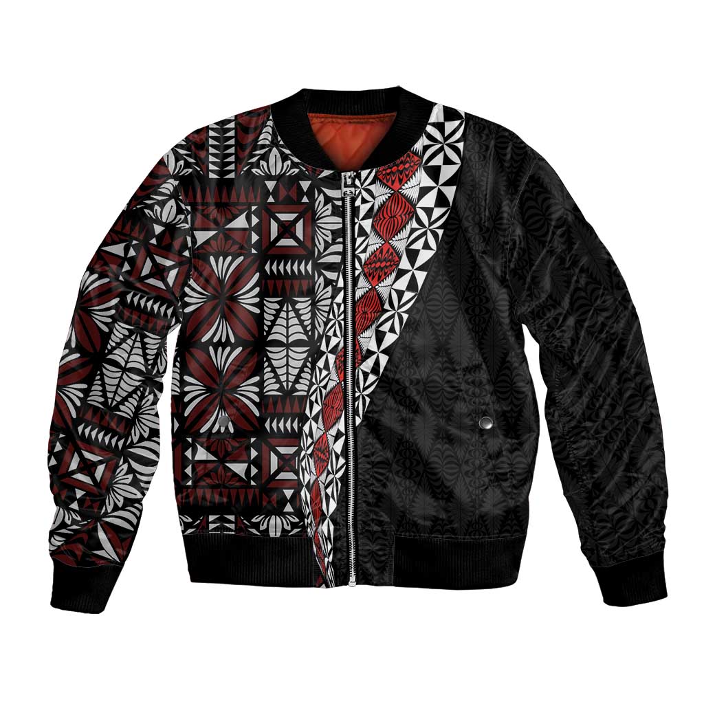 Tonga Ngatu Art Tattoo Polynesian Bomber Jacket LT03 Unisex Black - Polynesian Pride