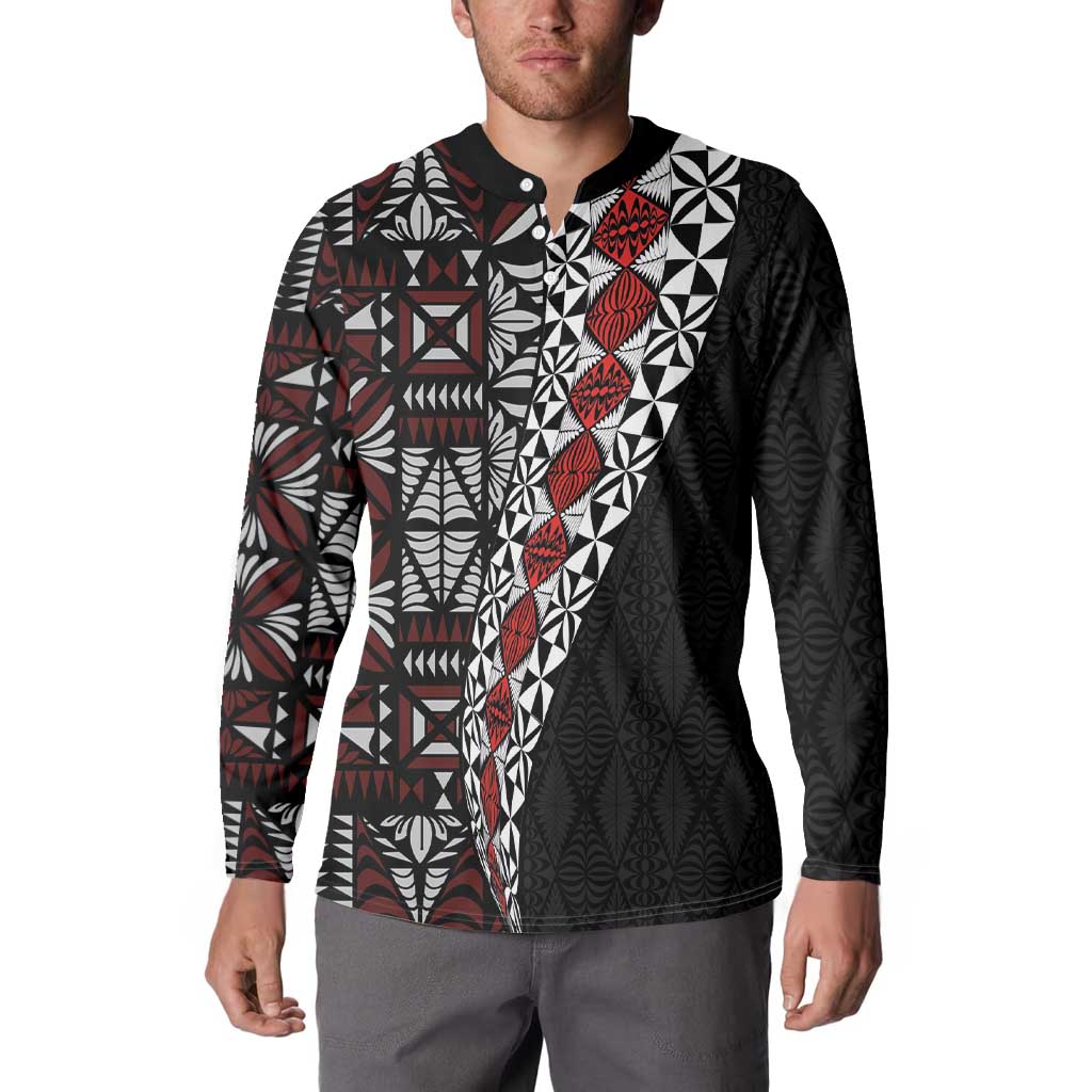 Tonga Ngatu Art Tattoo Polynesian Button Sweatshirt LT03 - Polynesian Pride