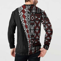 Tonga Ngatu Art Tattoo Polynesian Button Sweatshirt LT03 - Polynesian Pride
