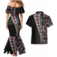Tonga Ngatu Art Tattoo Polynesian Couples Matching Mermaid Dress and Hawaiian Shirt