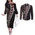 Tonga Ngatu Art Tattoo Polynesian Couples Matching Off The Shoulder Long Sleeve Dress and Long Sleeve Button Shirt