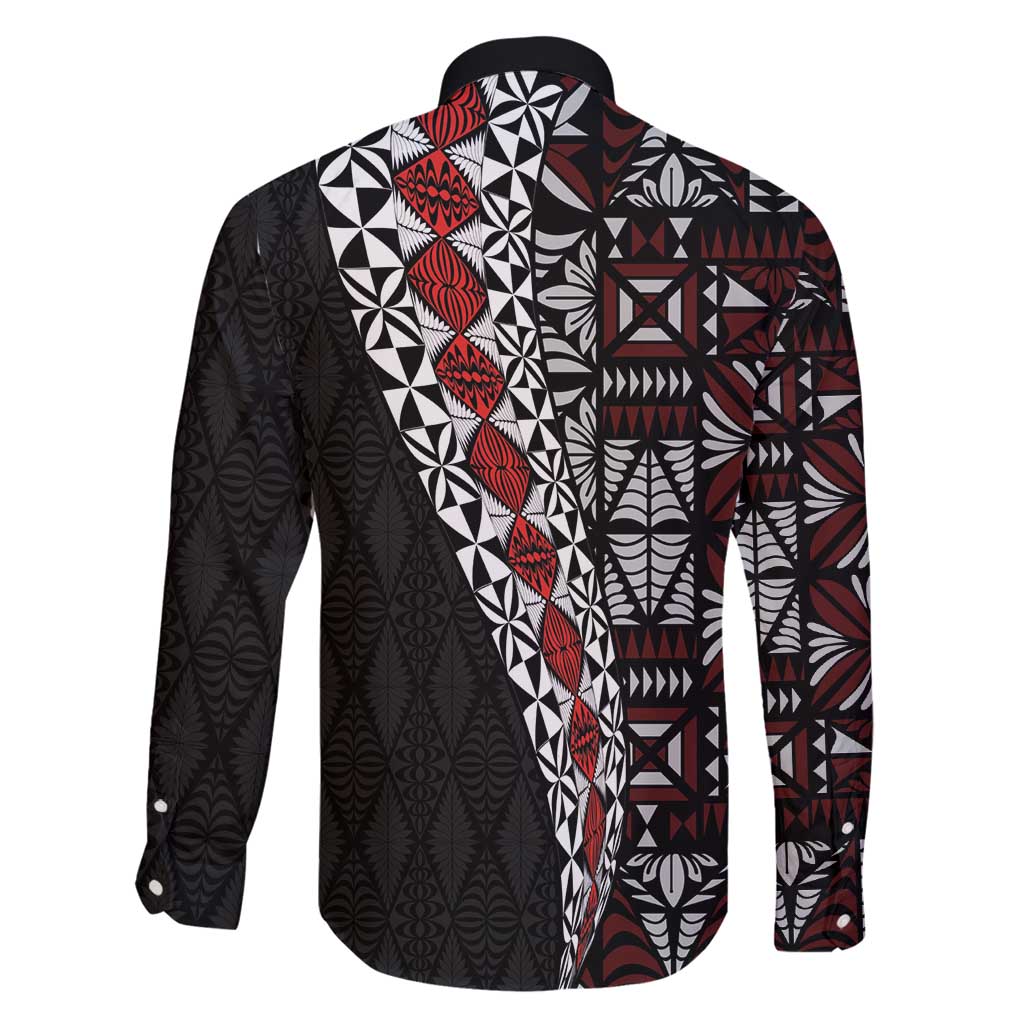 Tonga Ngatu Art Tattoo Polynesian Family Matching Long Sleeve Bodycon Dress and Hawaiian Shirt LT03 - Polynesian Pride