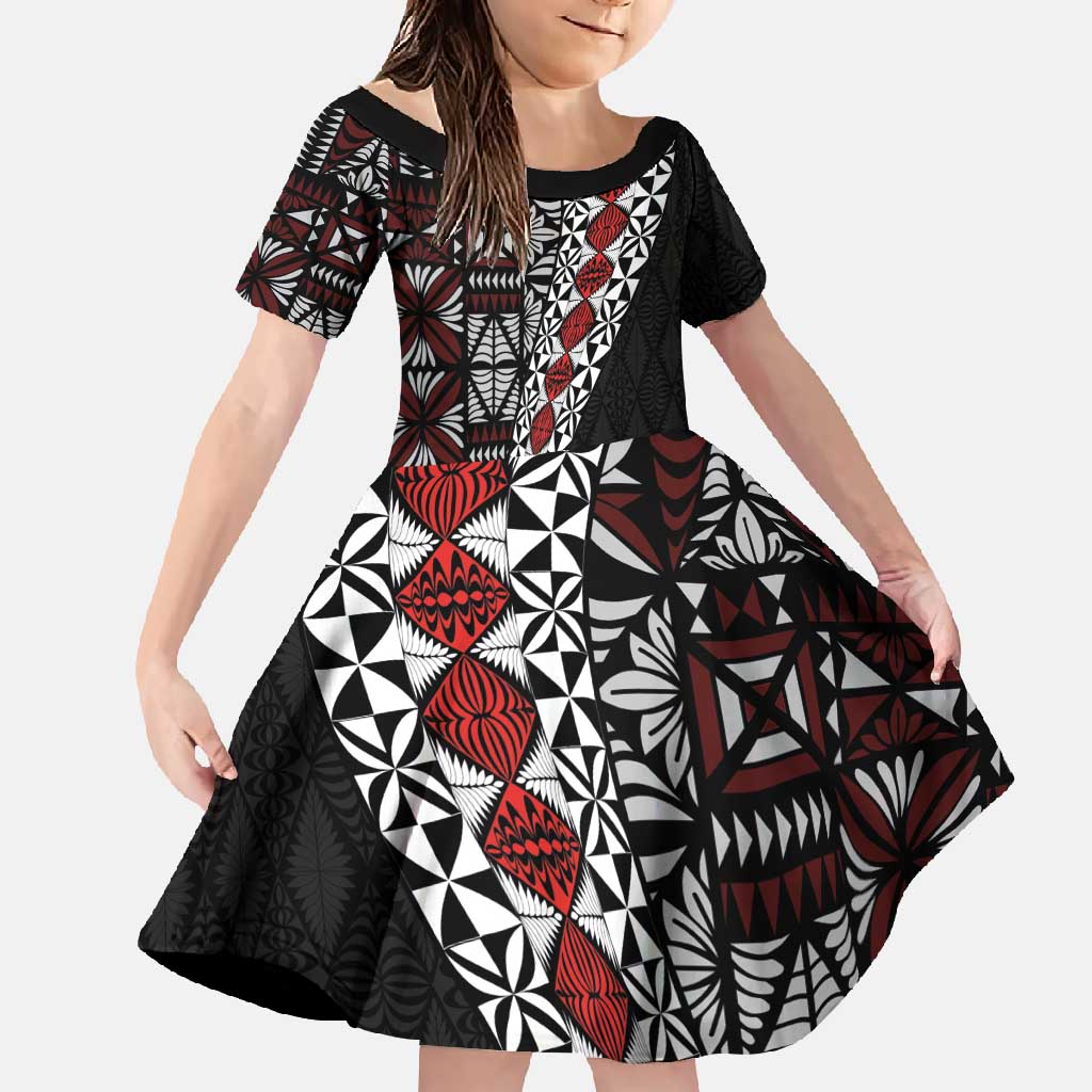 Tonga Ngatu Art Tattoo Polynesian Family Matching Summer Maxi Dress and Hawaiian Shirt