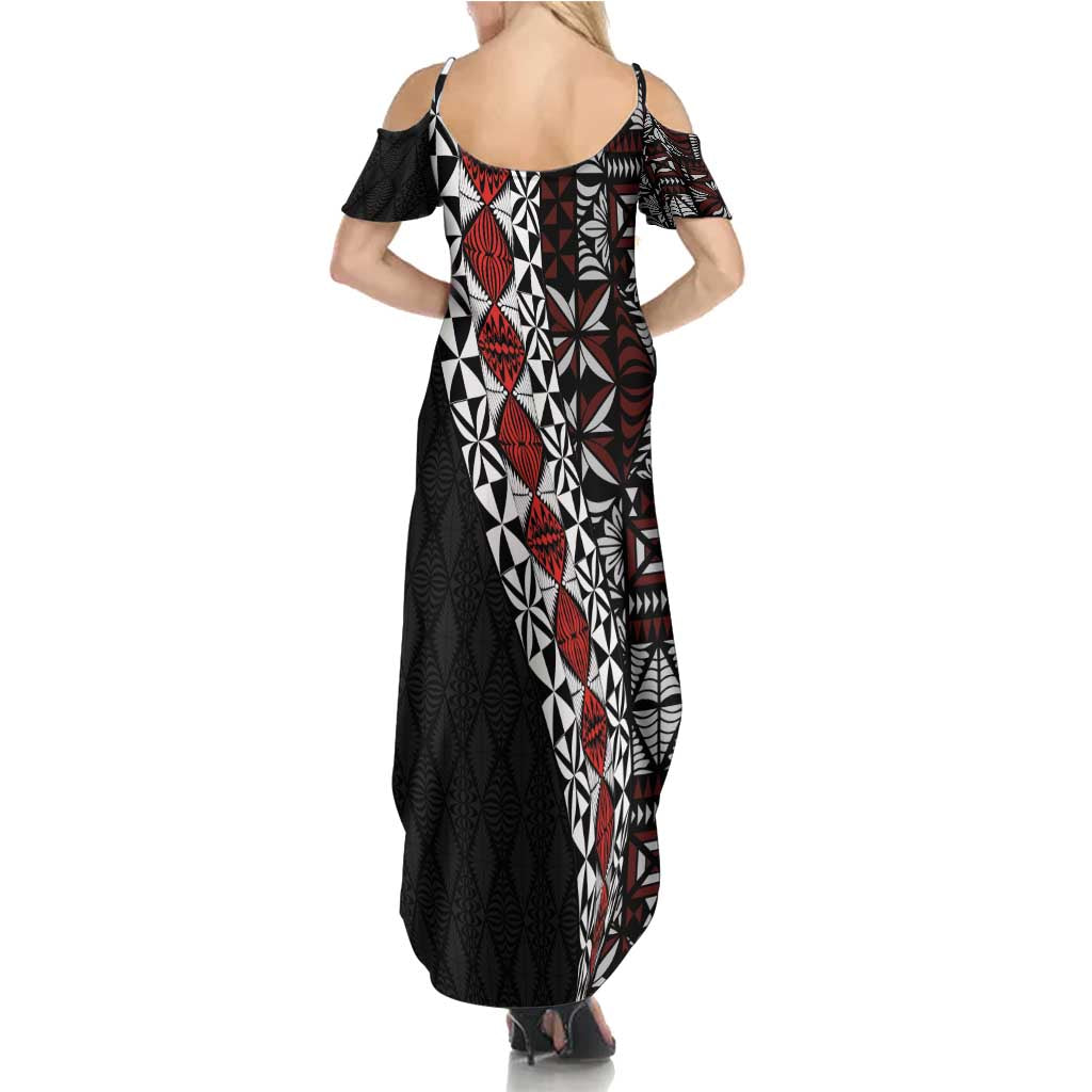 Tonga Ngatu Art Tattoo Polynesian Family Matching Summer Maxi Dress and Hawaiian Shirt