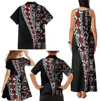 Tonga Ngatu Art Tattoo Polynesian Family Matching Tank Maxi Dress and Hawaiian Shirt