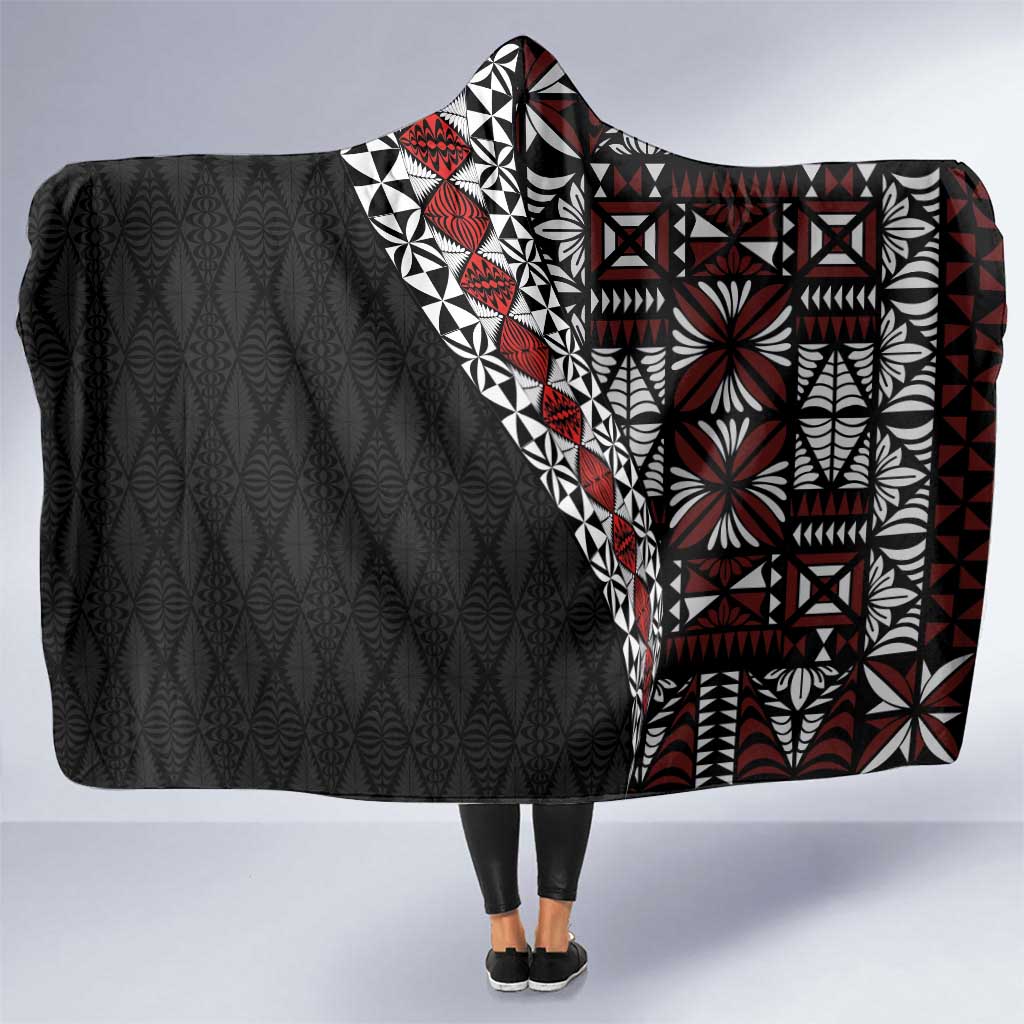Tonga Ngatu Art Tattoo Polynesian Hooded Blanket LT03 One Size Black - Polynesian Pride