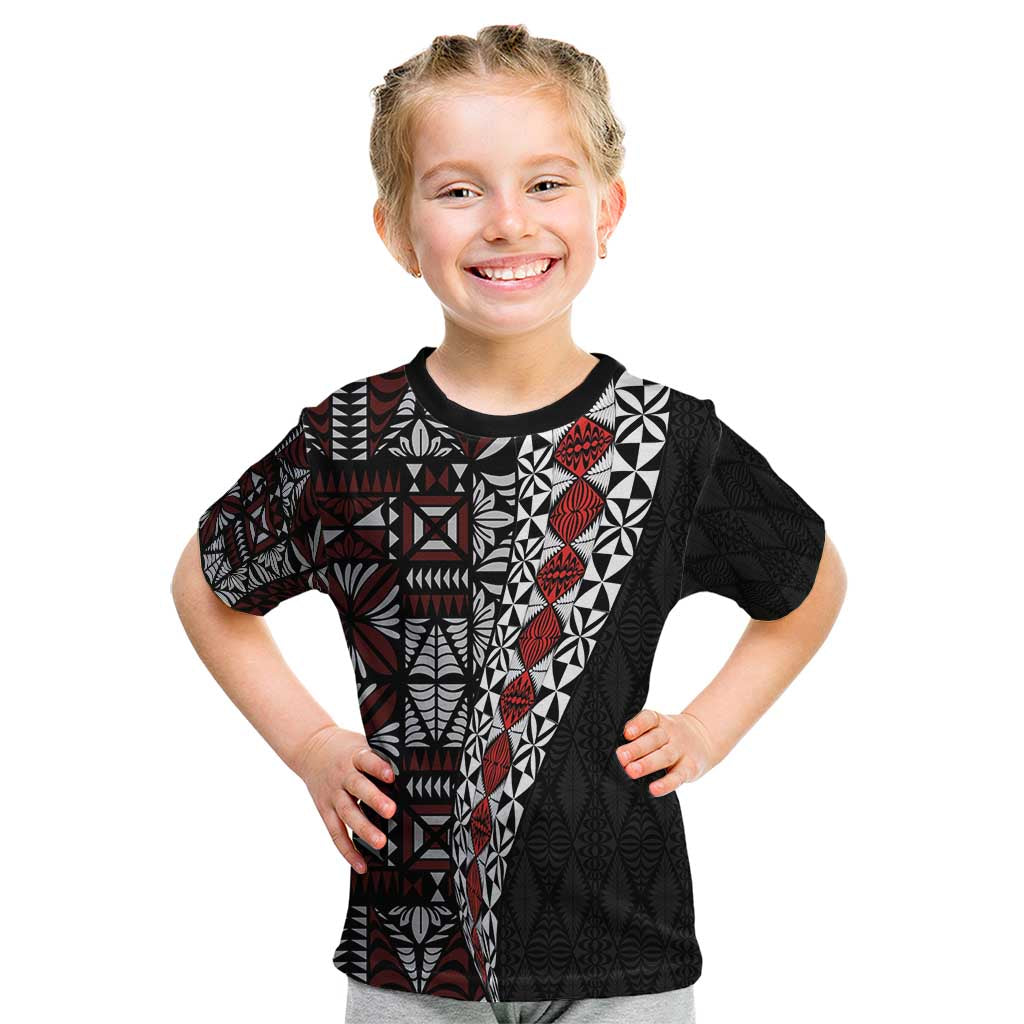 Tonga Ngatu Art Tattoo Polynesian Kid T Shirt LT03 Black - Polynesian Pride