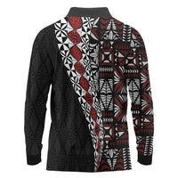 Tonga Ngatu Art Tattoo Polynesian Long Sleeve Polo Shirt LT03 - Polynesian Pride