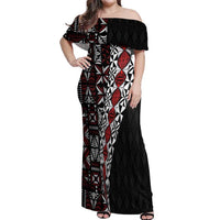 Tonga Ngatu Art Tattoo Polynesian Off Shoulder Maxi Dress