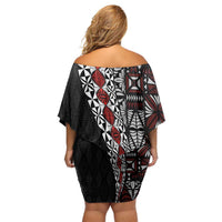 Tonga Ngatu Art Tattoo Polynesian Off Shoulder Short Dress