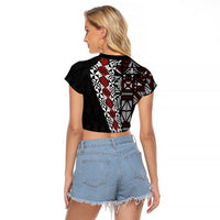 Tonga Ngatu Art Tattoo Polynesian Raglan Cropped T Shirt LT03 - Polynesian Pride