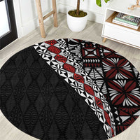 Tonga Ngatu Art Tattoo Polynesian Round Carpet LT03 Black - Polynesian Pride