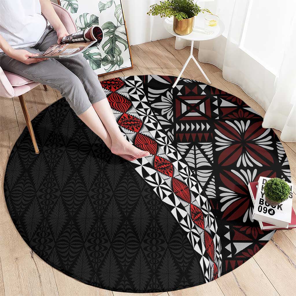 Tonga Ngatu Art Tattoo Polynesian Round Carpet LT03 - Polynesian Pride