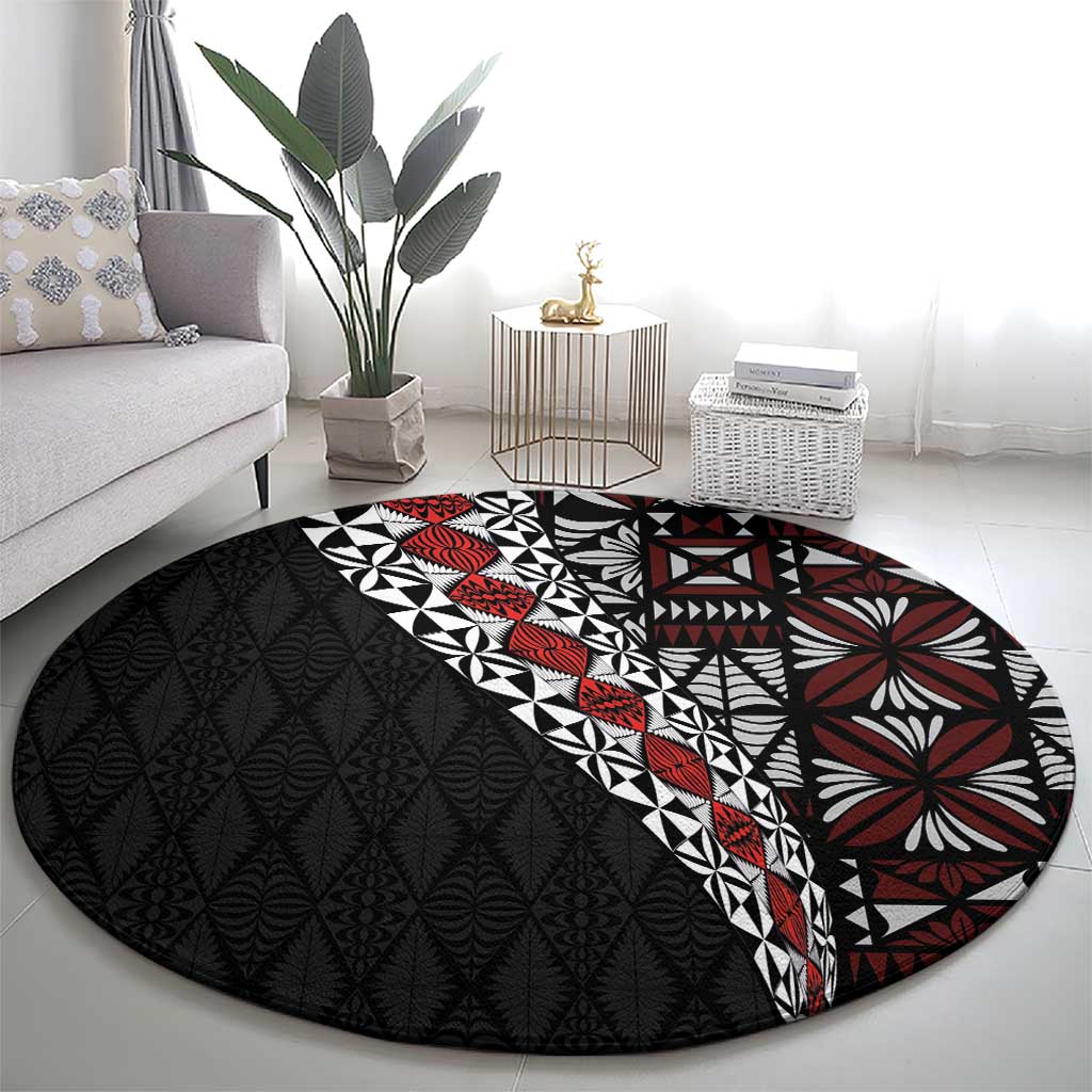 Tonga Ngatu Art Tattoo Polynesian Round Carpet LT03 - Polynesian Pride