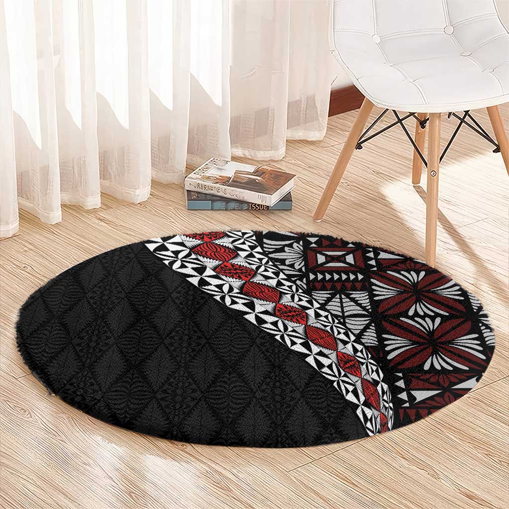 Tonga Ngatu Art Tattoo Polynesian Round Carpet LT03 - Polynesian Pride