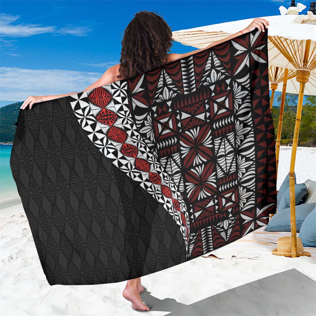 Tonga Ngatu Art Tattoo Polynesian Sarong LT03 One Size 44 x 66 inches Black - Polynesian Pride