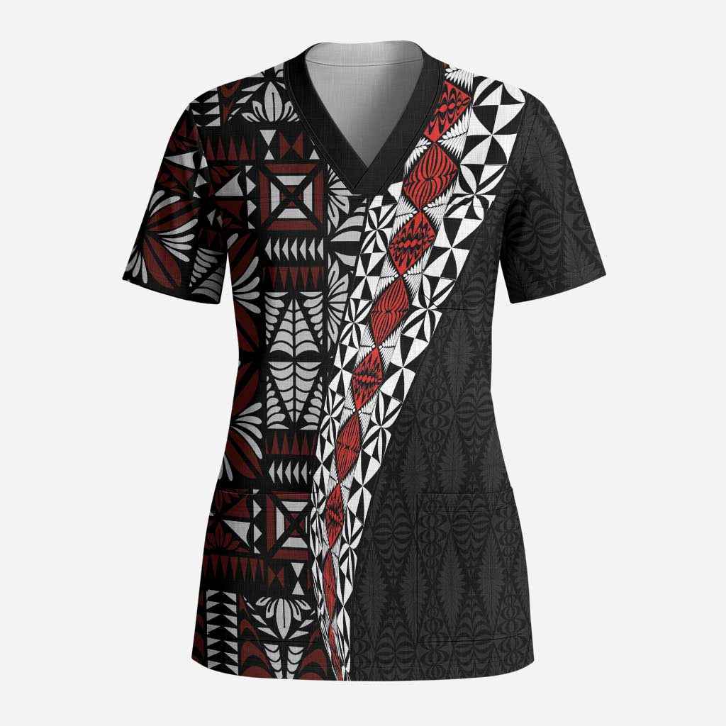 Tonga Ngatu Art Tattoo Polynesian Scrub Top - Polynesian Pride
