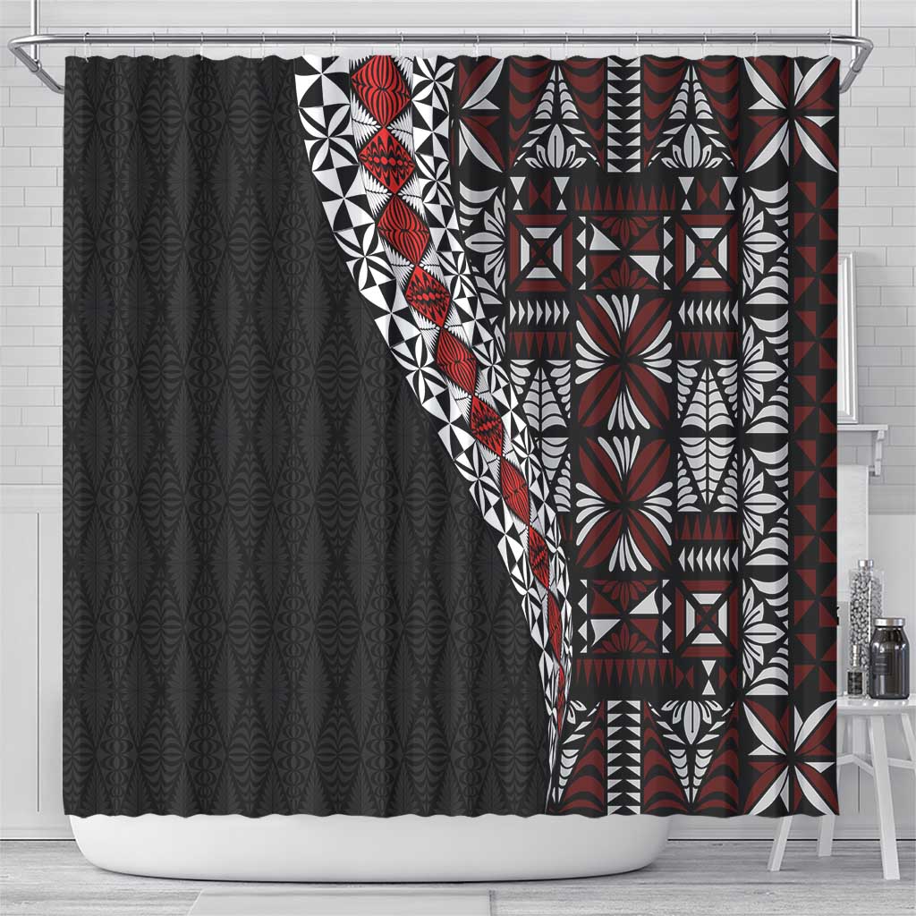 Tonga Ngatu Art Tattoo Polynesian Shower Curtain LT03 - Polynesian Pride