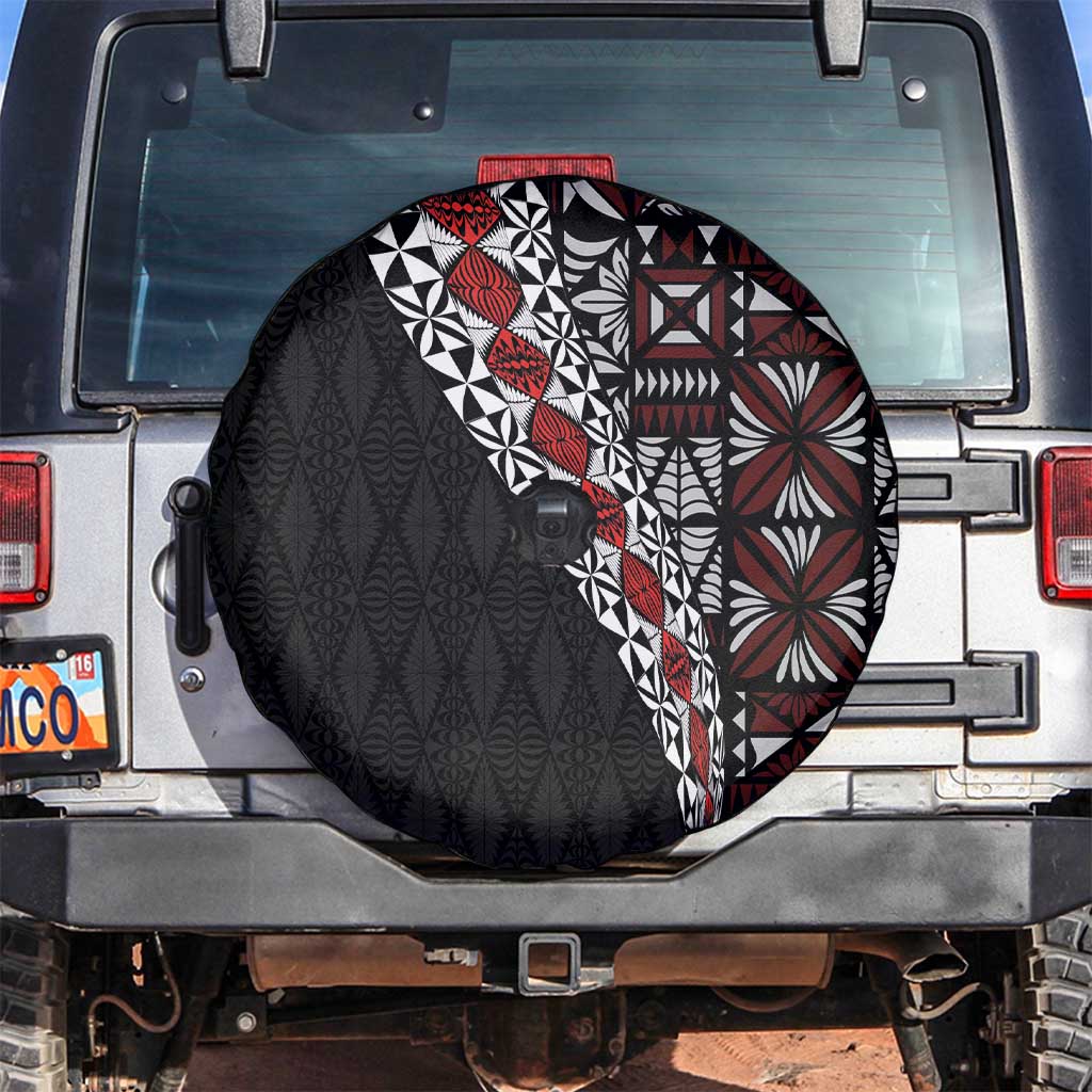 Tonga Ngatu Art Tattoo Polynesian Spare Tire Cover LT03 Black - Polynesian Pride