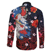 Hawaiian and Japanese Together Family Matching Summer Maxi Dress and Hawaiian Shirt Hibiscus and Koi Fish Polynesian Pattern Colorful Style