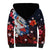 Hawaiian and Japanese Together Sherpa Hoodie Hibiscus and Koi Fish Polynesian Pattern Colorful Style