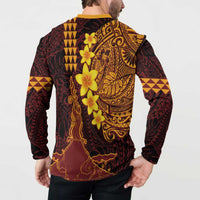 Hawaii Volcano Button Sweatshirt Polynesian and Kakau Pattern