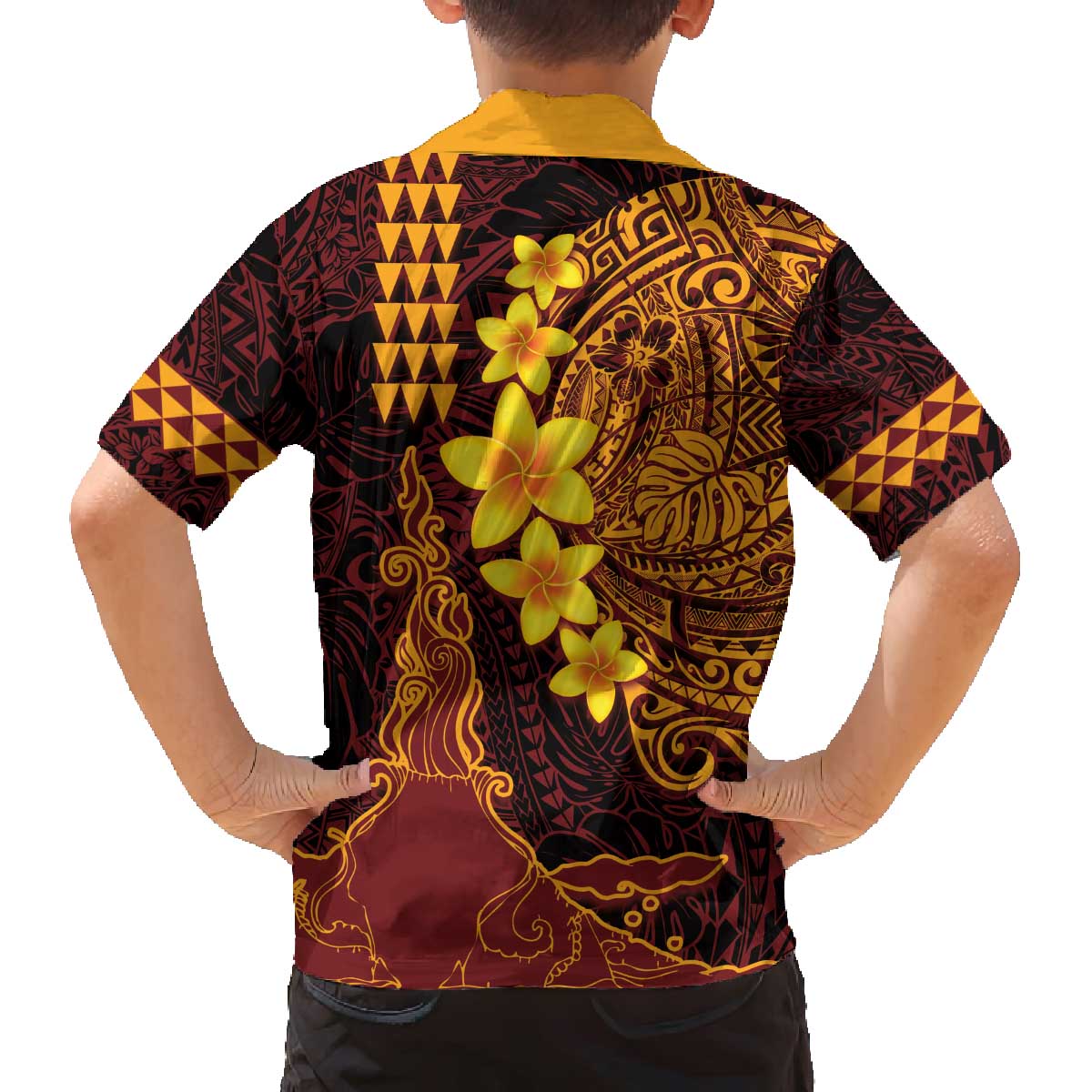 Hawaii Volcano Family Matching Puletasi and Hawaiian Shirt Polynesian and Kakau Pattern