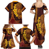 Hawaii Volcano Family Matching Summer Maxi Dress and Hawaiian Shirt Polynesian and Kakau Pattern