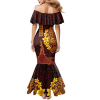 Hawaii Volcano Mermaid Dress Polynesian and Kakau Pattern