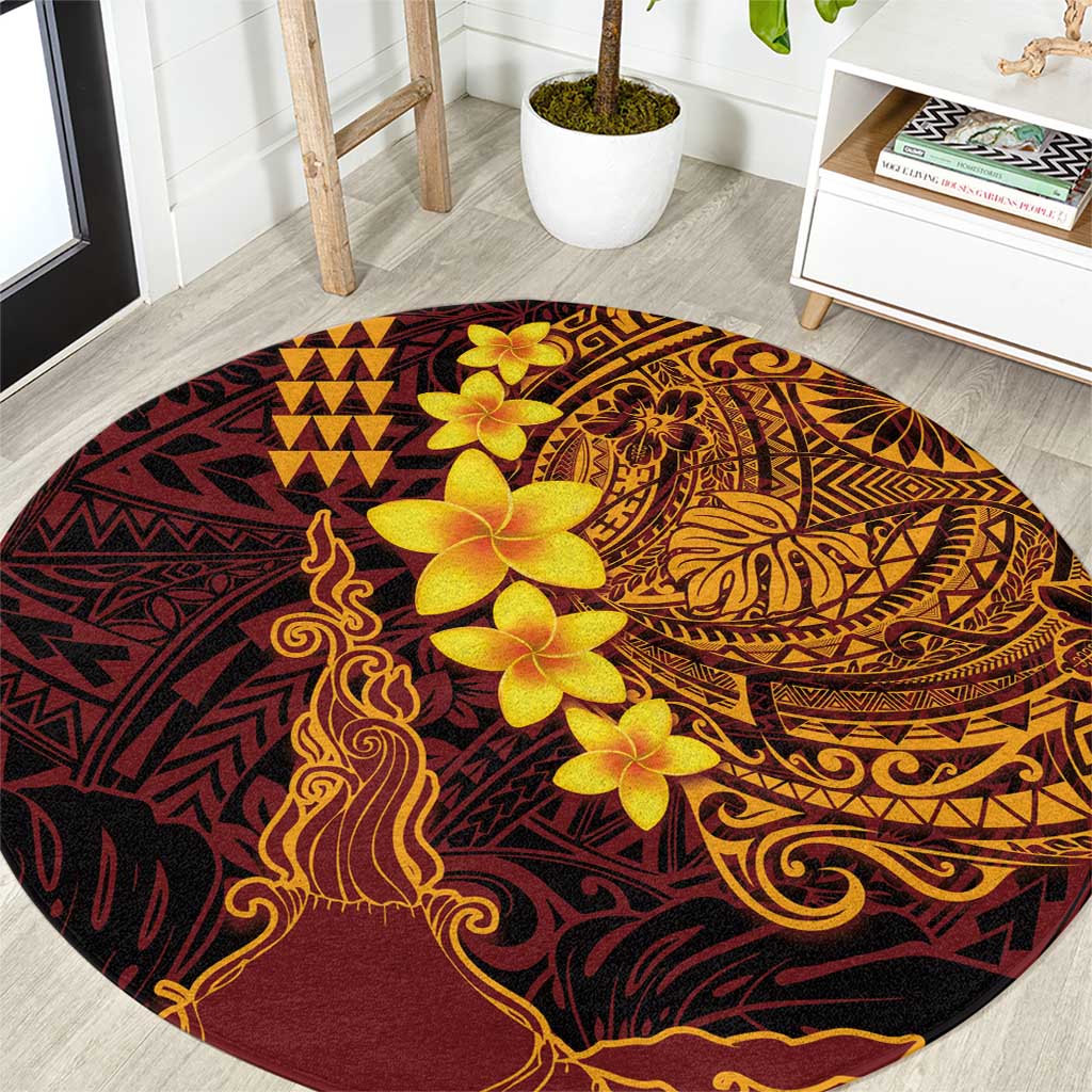 Hawaii Volcano Round Carpet Polynesian and Kakau Pattern LT03 Red - Polynesian Pride