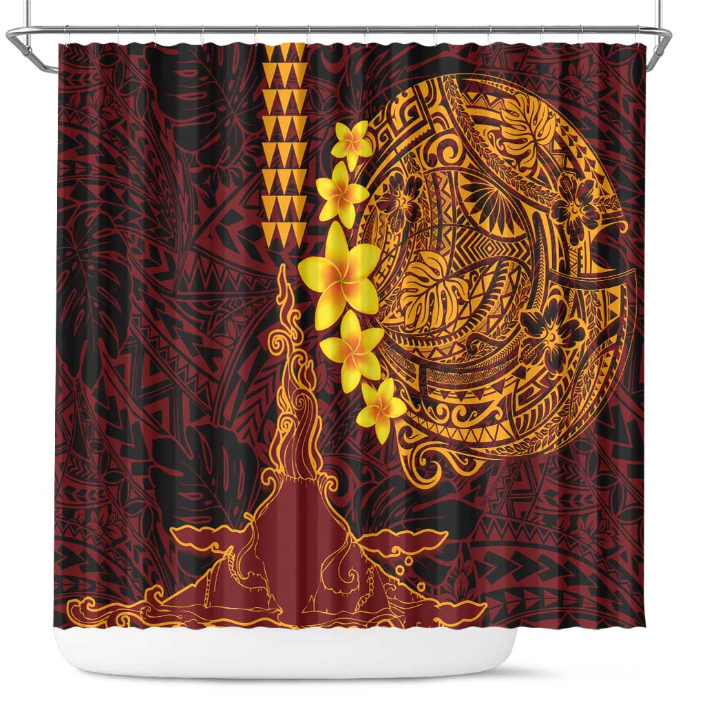 Hawaii Volcano Shower Curtain Polynesian and Kakau Pattern LT03 Red - Polynesian Pride