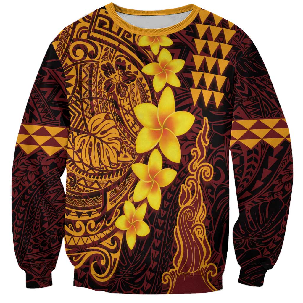Hawaii Volcano Sweatshirt Polynesian and Kakau Pattern