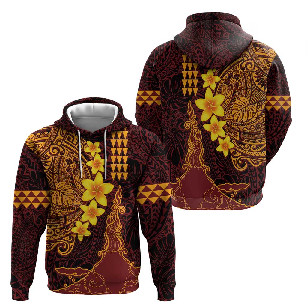 Hawaii Volcano Zip Hoodie Polynesian and Kakau Pattern