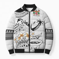 Fijian Traditional Culture Bomber Puffer Jacket Tapa Tribal Tattoos LT03 Unisex White - Polynesian Pride