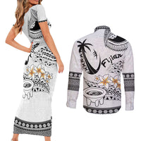 Fijian Traditional Culture Couples Matching Short Sleeve Bodycon Dress and Long Sleeve Button Shirt Tapa Tribal Tattoos - Polynesian Pride