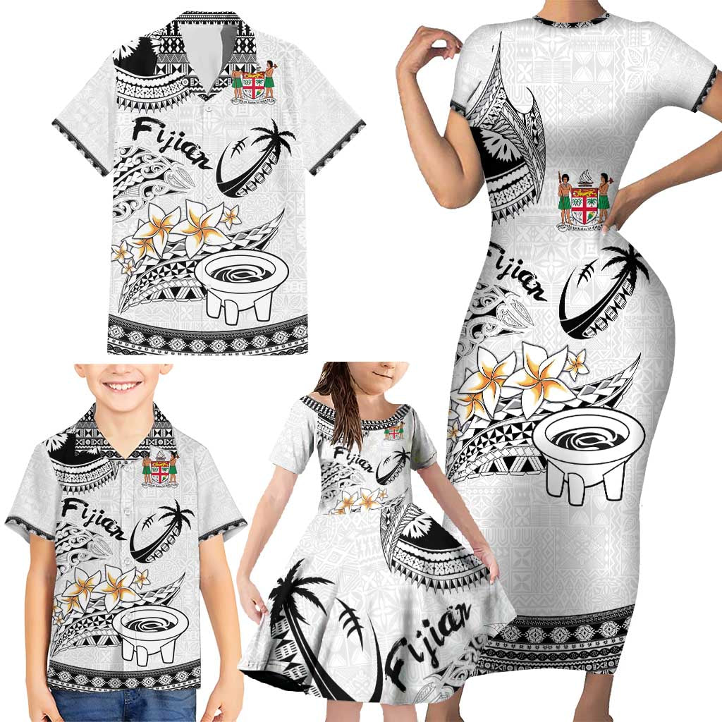 Fijian Traditional Culture Family Matching Short Sleeve Bodycon Dress and Hawaiian Shirt Tapa Tribal Tattoos - Polynesian Pride