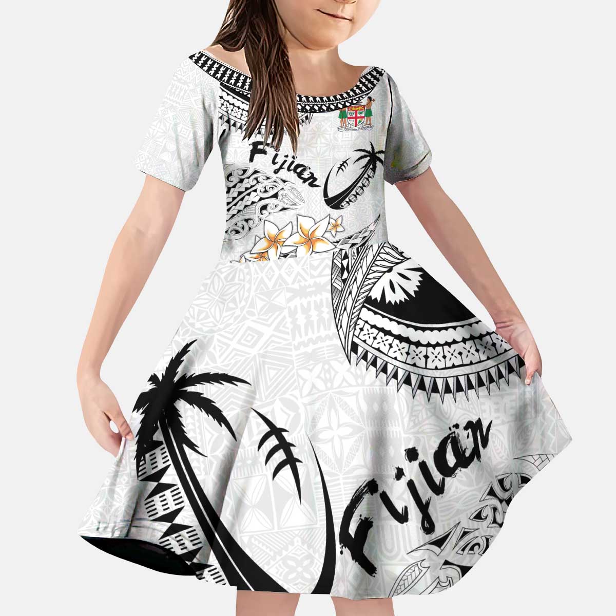 Fijian Traditional Culture Kid Short Sleeve Dress Tapa Tribal Tattoos - Polynesian Pride