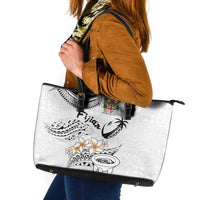 Fijian Traditional Culture Leather Tote Bag Tapa Tribal Tattoos LT03 White - Polynesian Pride