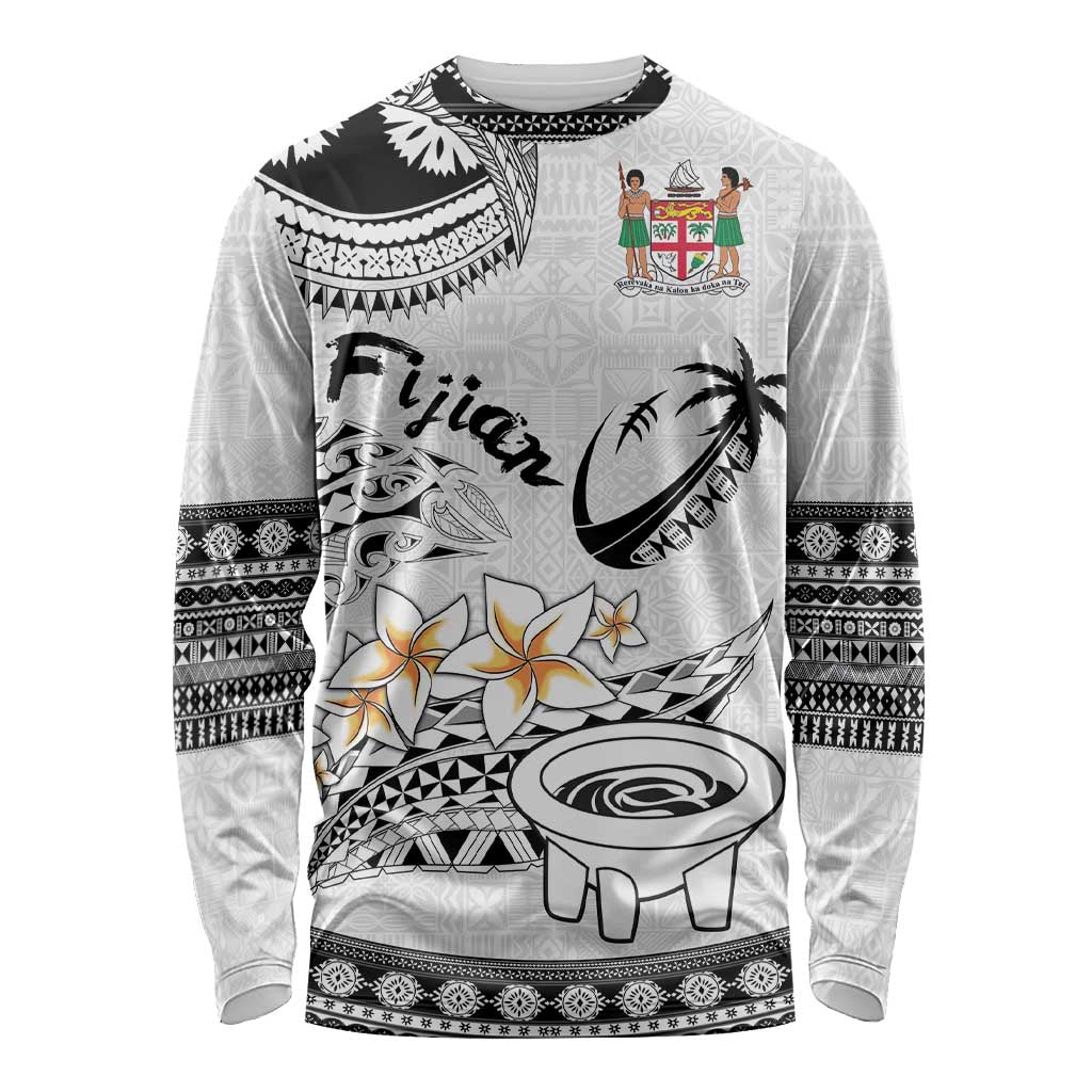 Fijian Traditional Culture Long Sleeve Shirt Tapa Tribal Tattoos LT03 Unisex White - Polynesian Pride