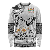 Fijian Traditional Culture Long Sleeve Shirt Tapa Tribal Tattoos LT03 Unisex White - Polynesian Pride