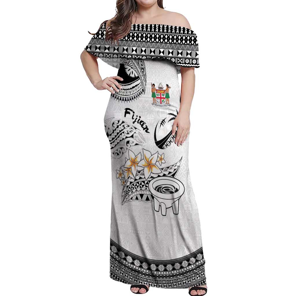 Fijian Traditional Culture Off Shoulder Maxi Dress Tapa Tribal Tattoos - Polynesian Pride