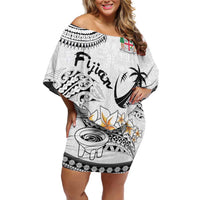 Fijian Traditional Culture Off Shoulder Short Dress Tapa Tribal Tattoos - Polynesian Pride