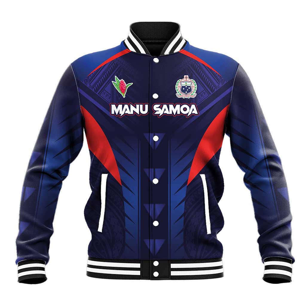 Custom Rugby Samoa Baseball Jacket Siva Tau Spirit Sporty Vibes LT03 Unisex Navy - Polynesian Pride