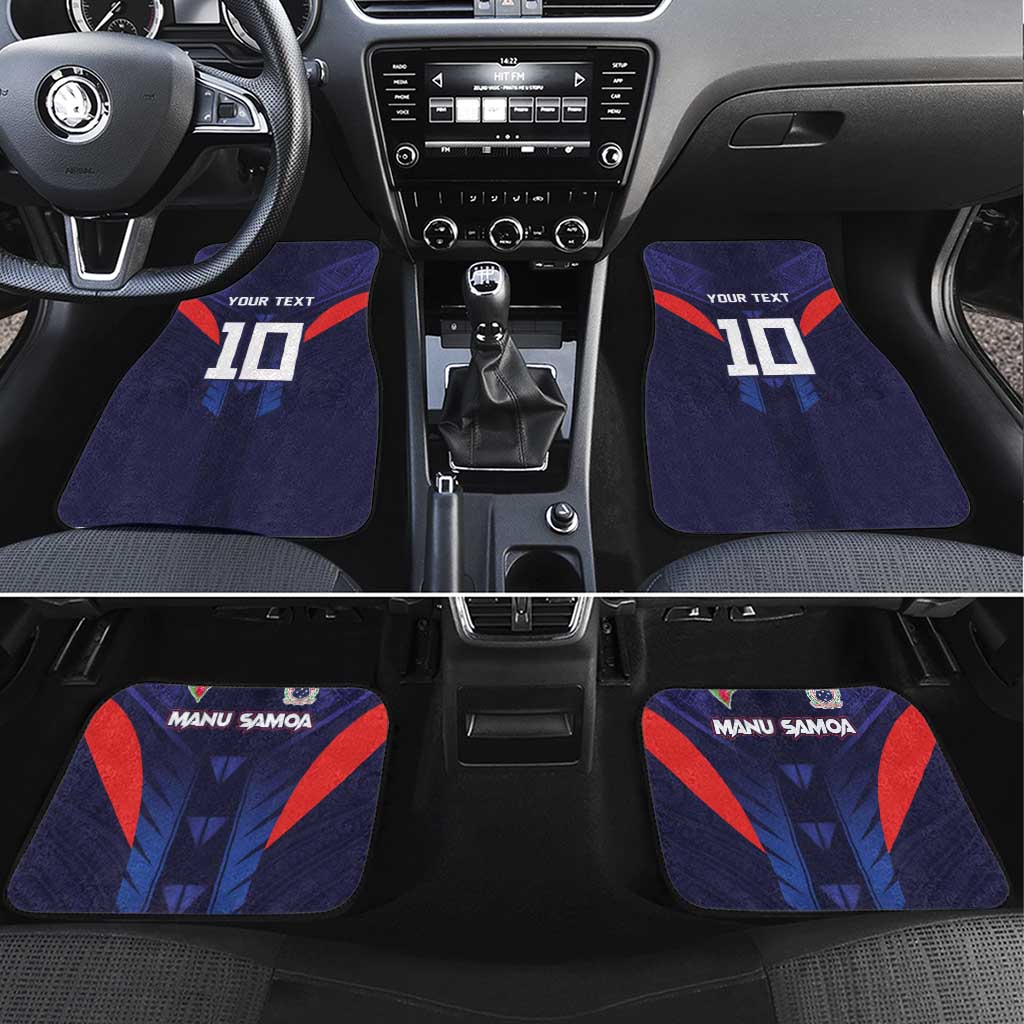 Rugby Samoa Car Mats Siva Tau Spirit Sporty Vibes LT03 Set 4pcs Navy - Polynesian Pride